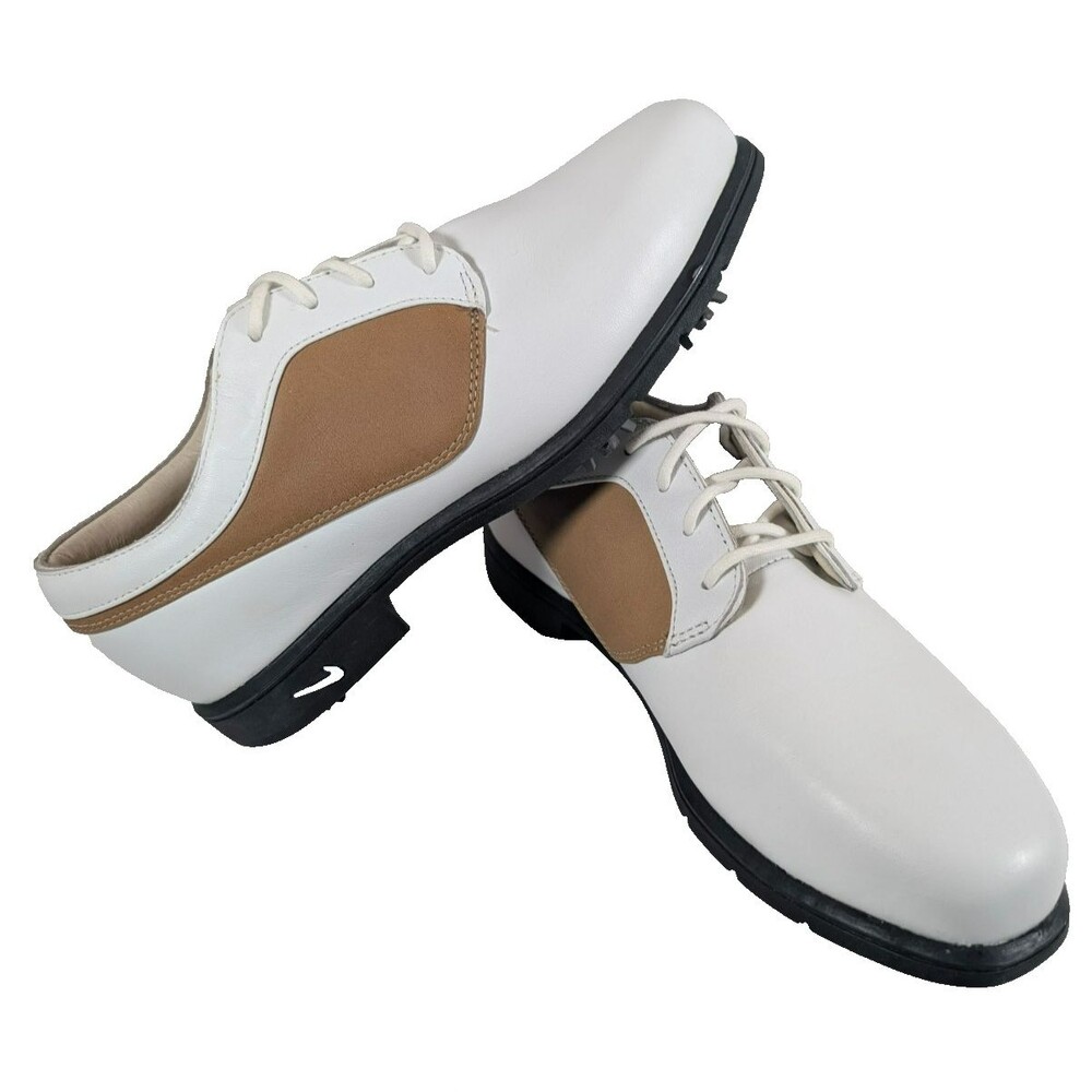 Nike Air Comfort Vintage Golf Shoes Womens 6.5 307454-121 White Tan Spiked